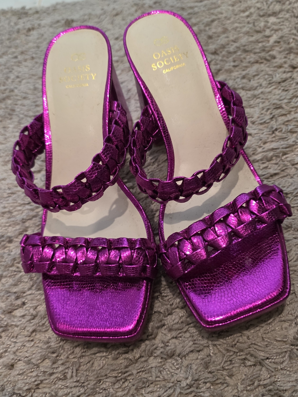 Society Metallic Magenta Braided Strap Heeled Sandals